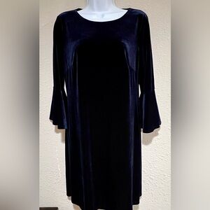 Navy Blue Velvet Bell Sleeve Mini Dress | Boho Gothic Chic